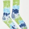 Tie Dye Calf Sock Blue/Green