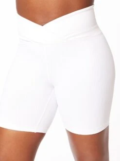 Ribbed V Waist Biker Short White 8 Ribbed V Waist Biker Short White -Neka Clothing SW40462321.9100.3