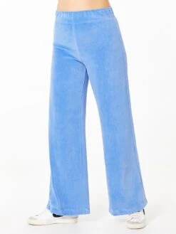 Velour Wide Leg Pant Cloudy Blue