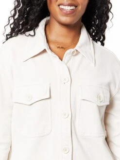 GOOD AMERICAN Fleece Shacket Bone -Neka Clothing SW88501320.9146.3