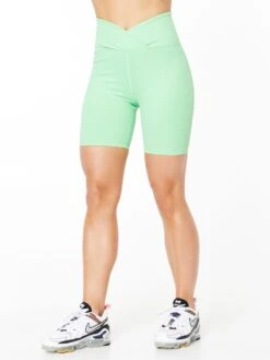 Ribbed V Waist Biker Short Summer Green