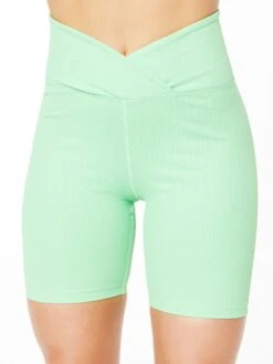 Ribbed V Waist Biker Short Summer Green 8 Ribbed V Waist Biker Short Summer Green -Neka Clothing SW90822989.3075.3