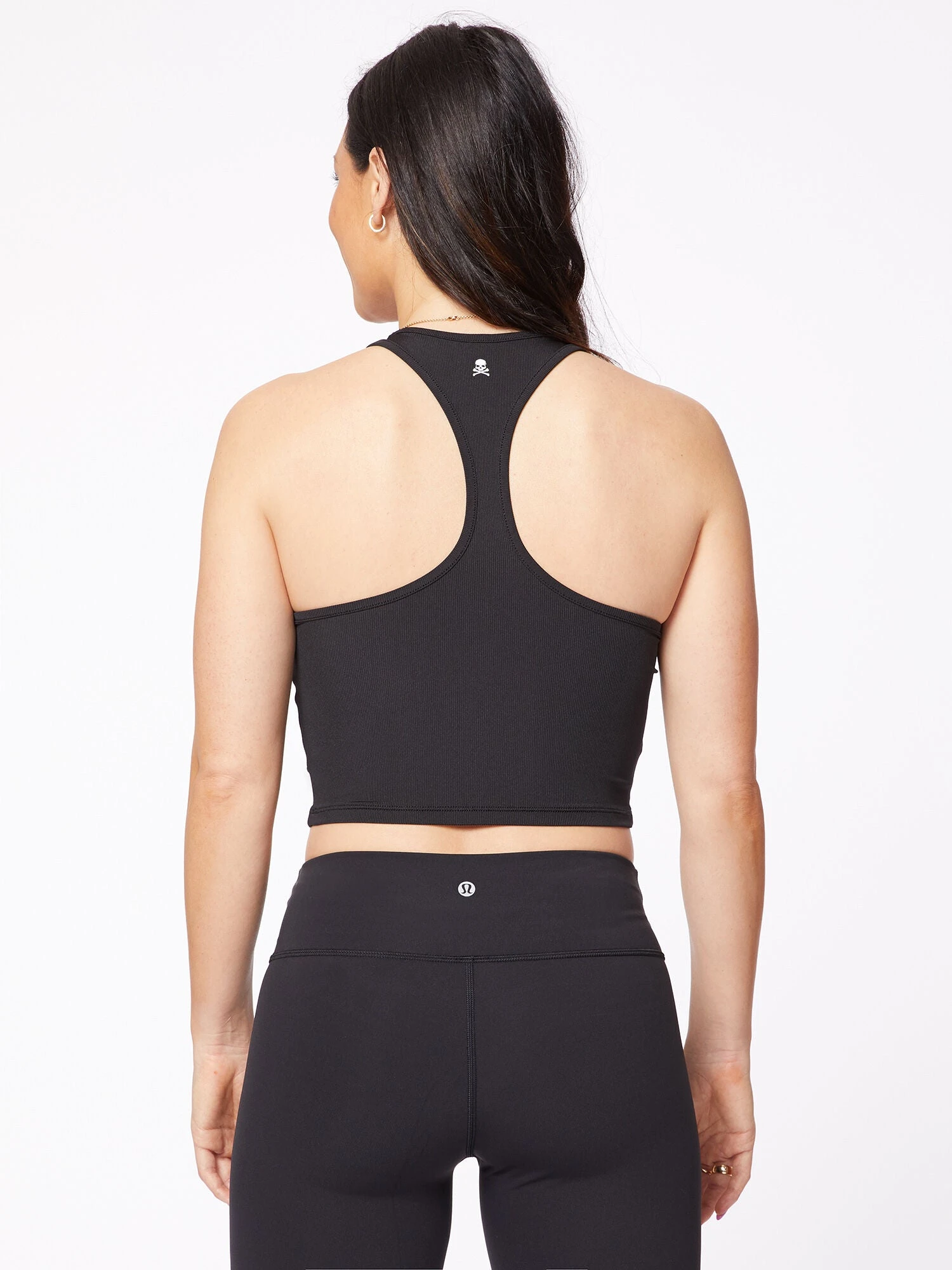 Cropped Ribbed Racer Tank Black 5 Cropped Ribbed Racer Tank Black - Image 3